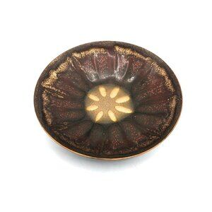VTG Signed Jane Glass Enamel On Copper Bowl Trinket Dish Sand Dollar Fine Art